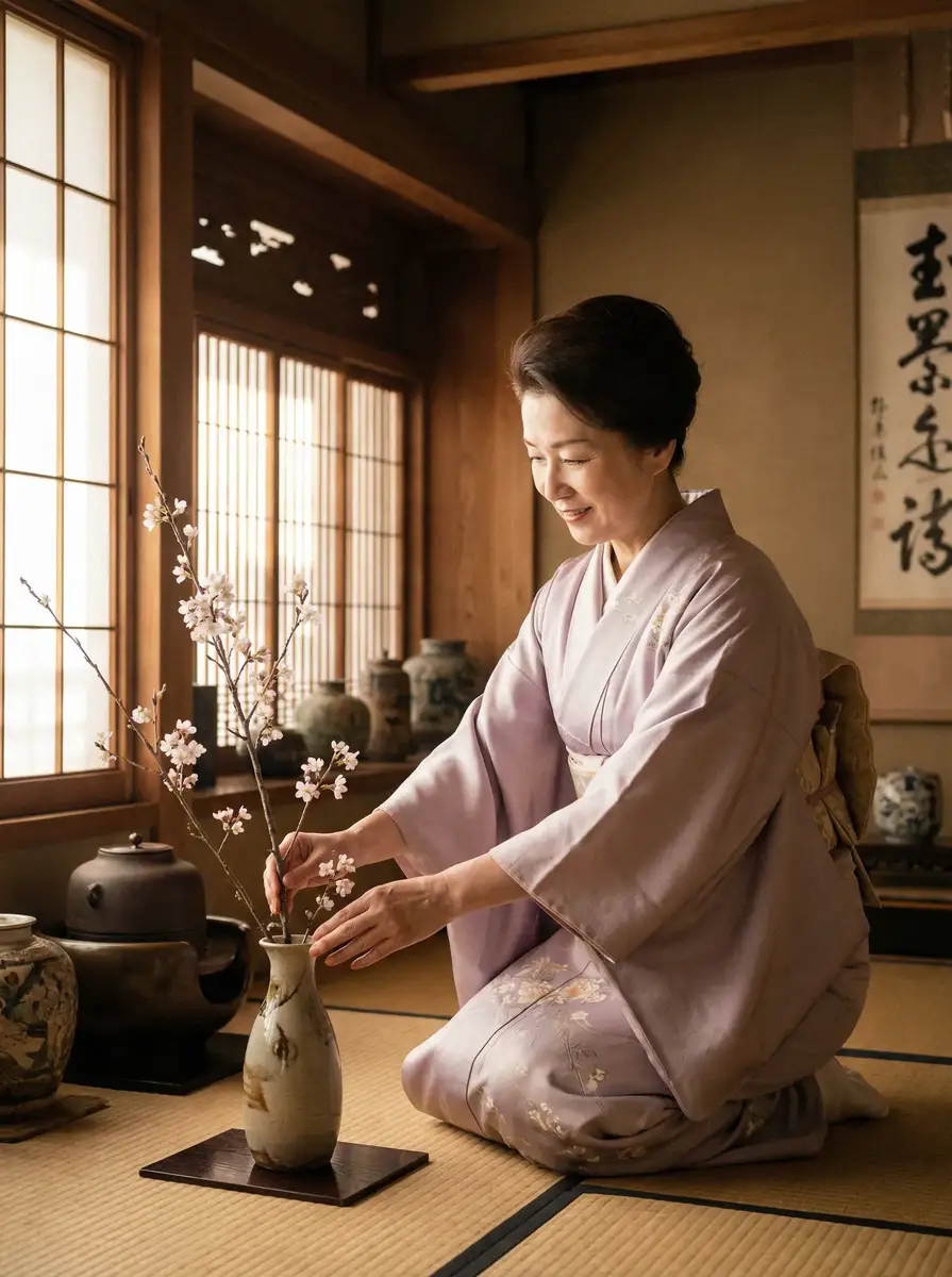 一位优雅的 里番动漫官网入口~里番动漫最新地址_热门里番动漫资源大全 在和室中插花